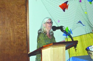 Port Townsend Film Festival Executive Director Janette Force addresses the Jefferson County Chamber of Commerce on Monday.  Charlie Bermant/Peninsula Daily News