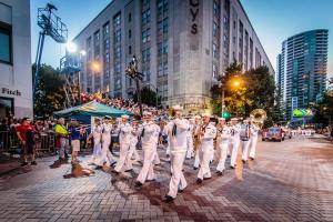 Members of Navy Band Northwest perform in the Seafair Parade in Seattle earlier this summer. U.S. Navy (click on photo to enlarge)