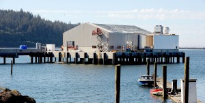 Work continues on an ice house that highlights a 400-foot commercial dock under construction in Neah Bay.  Photo by Lonnie Archibald/for Peninsula Daily News