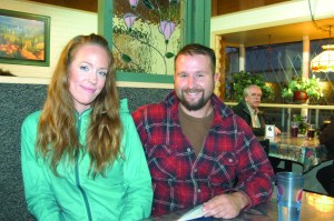Kristy Davis and Jordan Bond at Gordy's Pizza & Pasta in Port Angeles. Bond's truck was damaged when he used it to stop a driver after an alleged hit-and-run. Rob Ollikainen/Peninsula Daily News
