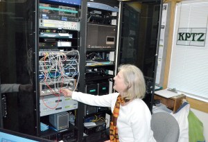 KPTZ station manager Nora Petrich surveys some of the equipment that needs replacement. The fall fund drive begins today. Photo by Charlie Bermant/Peninsula Daily News
