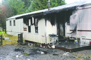 A mobile home at 1141 Hoh Ave. in the Duncan Addition in Forks was gutted by a fire Sunday that was reported around 7:54 p.m. A father and daughter were at home at the time of the blaze