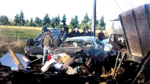 Three people were injured Wednesday in this three-vehicle wreck. Ed Evans