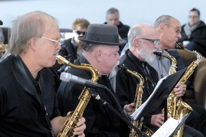 Peninsula College Jazz Ensemble saxophonists  from left
