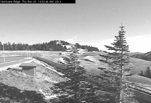 A still from the webcam at the Hurricane Ridge Visitor Center on Thursday morning shows very little snow has fallen at the popular winter sports area.