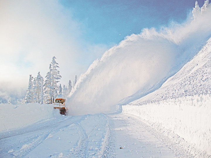 Snow is cleared from Hurricane Ridge Road in Olympic National Park in 2008.  Peninsula Daily News
