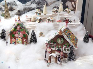 An elaborate gingerbread village awaits visitors to the Landing Artists Studio