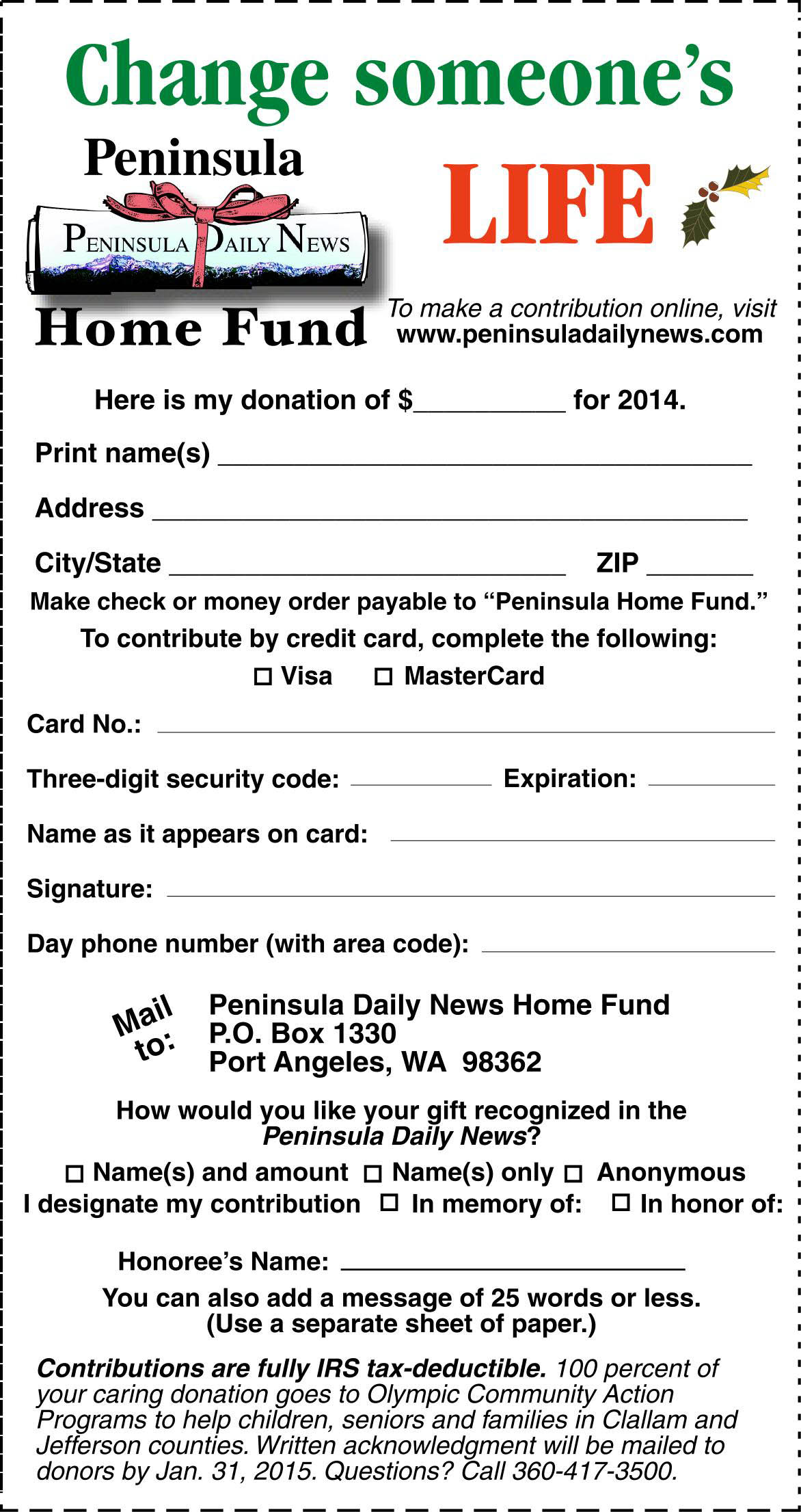 PENINSULA HOME FUND: Join us to support our neighbors in need — no ice bucket necessary!