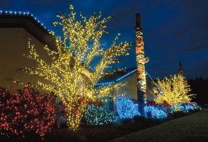 Christmas lights adorn the grounds at 7 Cedars Casino in Blyn during the holiday season. In the biggest light show on the North Olympic Peninsula and possibly the state
