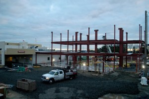 Construction crews have erected structural steel for the third phase of the $20 million project at Jefferson Healthcare in Port Townsend.  Chris McDaniel/Peninsula Daily News