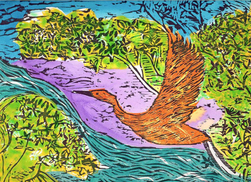 Local visual artist and printmaker Monica Gutierrez-Quarto will show her woodcut prints and gel prints Saturday in Port Angeles. (Monica Gutierrez-Quarto)