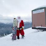 A man dressed as Santa Claus went snowboarding at Hurricane Ridge last year. (Greg Birch)