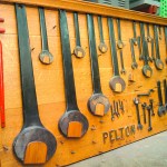 A set of industrial-sized wrenches from the former Elwha Dam awaits curation at the Clallam County Historical Society. Keith Thorpe/Peninsula Daily News