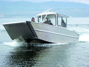 Lee Shore Boats tests the aluminum-hull landing craft it built for an Olympia client.  -- Photo by David G. Sellars/for Peninsula Daily News