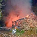 No injuries were reported in a Sunday night fire in the 1700 block of U.S. Highway 101 at Airport Road in Port Angeles. (Jay Cline/Clallam Fire District No. 2)