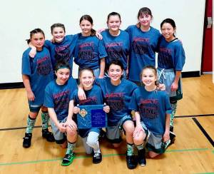 The 6th Grade Threat Port Angeles AAU basketball team went 4-0 last weekend at the Captain Ts Martin Luther King Tournament, defeating Bainbridge Roots 31-18 in the title game. The team is 9-3 on the season and opened league play this weekend in Poulsbo. Team members are, top row, from left, Makenna Larson, Keira Gedelman, Waverly Mead, Clarissa Sprague, Ella Hollis and Dylan Baermann. Front row, Lilly Scheid, Isabelle Felton, Ciara Cargo-Acosta and Vienna Shamp.
