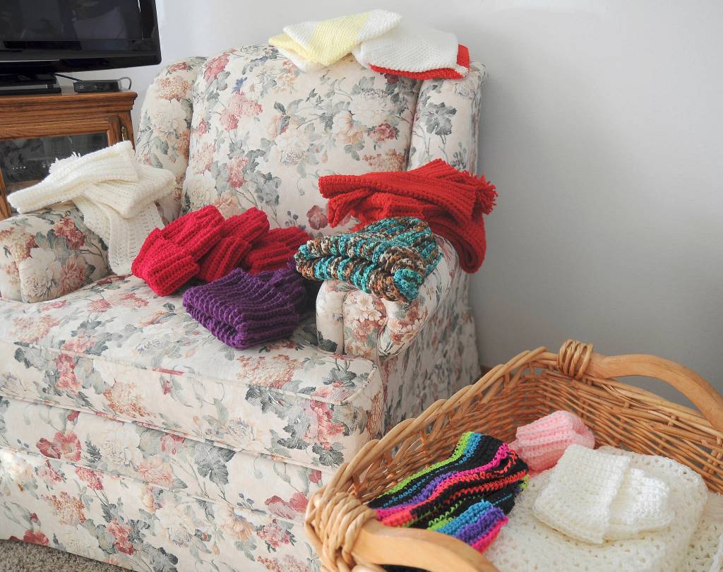 With decades of donating hats and scarves, Phyllis Peashka estimates shes completed at least 10,000 pieces over the years. (Michael Dashiell/Olympic Peninsula News Group)