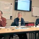 PUD Commissioners listen to comments from customers reagrding rate increases during a hearing Monday. From left: Kenneth Collins, District 2; Jeff Randall, District 1 and Wayne King, District 3. (Jeannie McMacken/for Peninsula Daily News)