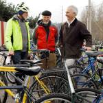 The founders of the Port Townsend Cycle School discuss the opening of their new enterprise. From left are Kees Kolff, Dave Thielk and David Engle. The school will hold a launching community conversation Thursday at 4:30 p.m. in Port Townsend. (Jeannie McMacken/Peninsula Daily News)
