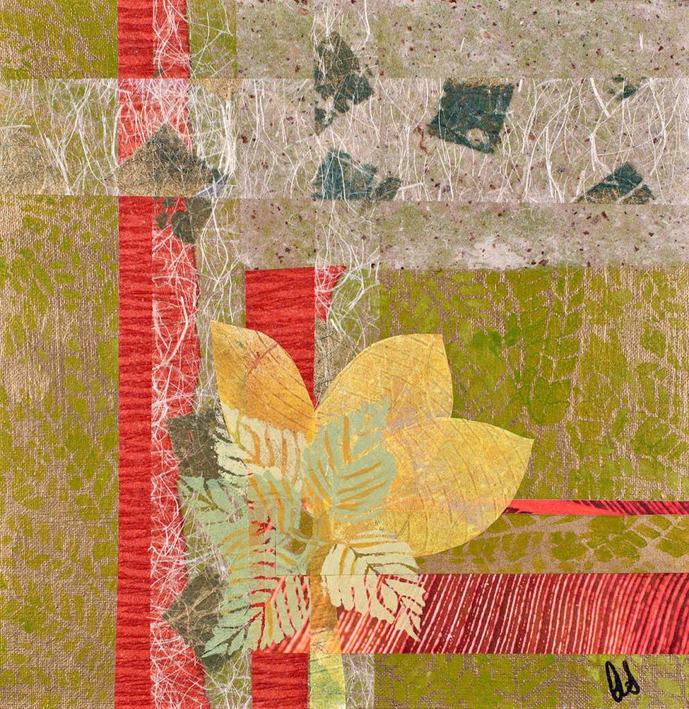 Anne Schneider is a mixed media/collage artist creating art by layering paint and interesting papers.