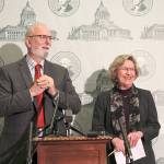 Sens. Phil Fortunato, R-Auburn, and Barbara Bailey, R-Oak Harbor, host a press conference Wednesday to introduce their bills. (Taylor McAvoy/Washington Newspaper Publishers Association)