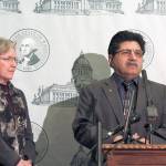 Toppenish School District Superintendent John Cerna speaks at a press conference Wednesday about his existing program arming certain trained school administrators. (Taylor McAvoy/Washington Newspaper Publishers Association)