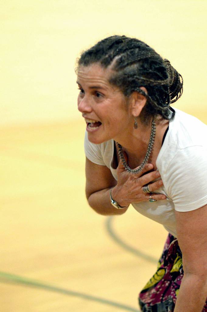 Rae Kala teaches African dance with live drummers in Port Townsend. (Diane Urbani de la Paz/for Peninsula Daily News)