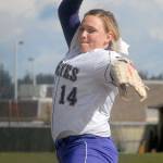 Keith Thorpe/Peninsula Daily News Sequims Shelby Jones pitches during Saturdays game against Archbishop Murphy at Sequim High School.