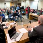 John Wayne Marina tenant Joe Walsh was one of more than two dozen speakers at a Port of Port Angeles commissioners meeting on the Sequim facility. (Paul Gottlieb/Peninsula Daily News)