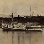 The Puget Sound side-wheeler steamer North Pacific is shown in the late 19th century. It was one of the ships serving Puget Sound ports used by opium smugglers. (Jefferson County Historical Society)