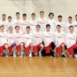 About 25 kids on eighth-grade and U-18 squads from Luxembourg played in the Port Angeles Parks and Rec April FoolsDay Tournament this weekend. Port Angeles High School coach Kasey Ulin (fourth from right, middle row), who playedprofessionally in Luxembourg, and his wife Bracey coached these kids in Luxembourg and helped make arrangements tobring them to Port Angeles to play. (Dave Logan /for Peninsula Daily News)