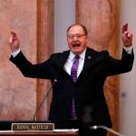 In this Monday, Jan. 8, file photo, Republican speaker of Kentuckys House of Representatives Rep. Jeff Hoover resigns from his leadership position during a speech at the state Capitol in Frankfort, Ky., more than two months after acknowledging he secretly settled a sexual harassment claim and paid to keep it quiet. (Michael Reaves/The Associated Press)