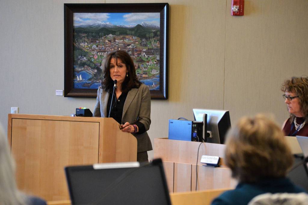 During public comments at a Sequim City Council work session, Port of Port Angeles Commissioner Colleen McAleer said shes hopeful that we can continue to ensure [the John Wayne Marina] can stay in public hands. (Matthew Nash/Olympic Peninsula News Group)
