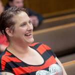 Jenni Tiderman laughs as she talks with others in Clallam Countys drug court on Thursday. (Jesse Major/Peninsula Daily News)