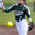 Keith Thorpe/Peninsula Daily News Port Angeles Hope OConnor pitches in an April 14 game against White River at Billy Whiteshoes Memorial Park near Port Angeles.