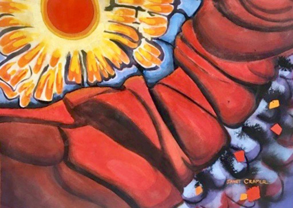 Work by the late Janet Cramer will be featured at the downtown gallery of the Port Townsend School of the arts. Bring It On by Cramer is one of the paintings from the exhibit.