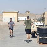 Participants in the Run for Joe shadow run in Afghanistan run to raise awareness for the Captain Joseph House in Port Angeles.