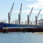 The bulk carrier Astoria Bay sits at the Port of Port Angeles Terminal 3 on Saturday to take on debarked logs destined for China. (Keith Thorpe/Peninsula Daily News)
