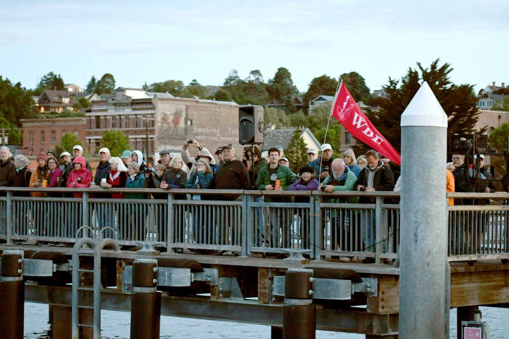 R2AK supporters begin to gather Thursday morning at Port Townsend City Dock in anticipation of the start of the race at 5 a.m. (Jeannie McMacken/Peninsula Daily News)