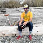 Cyclist and father Mike Tapogna will cycle east beginning Saturday in a quest to raise awareness and funds for Seattle Childrens Hospital Autism Center. His goal is to reach New York City in 40 days. His son Lucas stuffed duck named Tallish will be part of the adventure. (Jeannie McMacken/Peninsula Daily News)