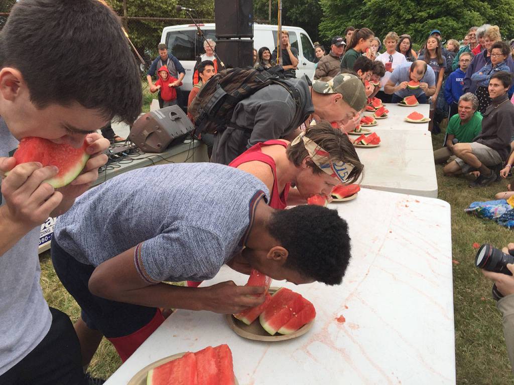 There was plenty of watermelon to eat in this competition at Port Townsends Old School 4th of July at Fort Worden. (Jen Clark)