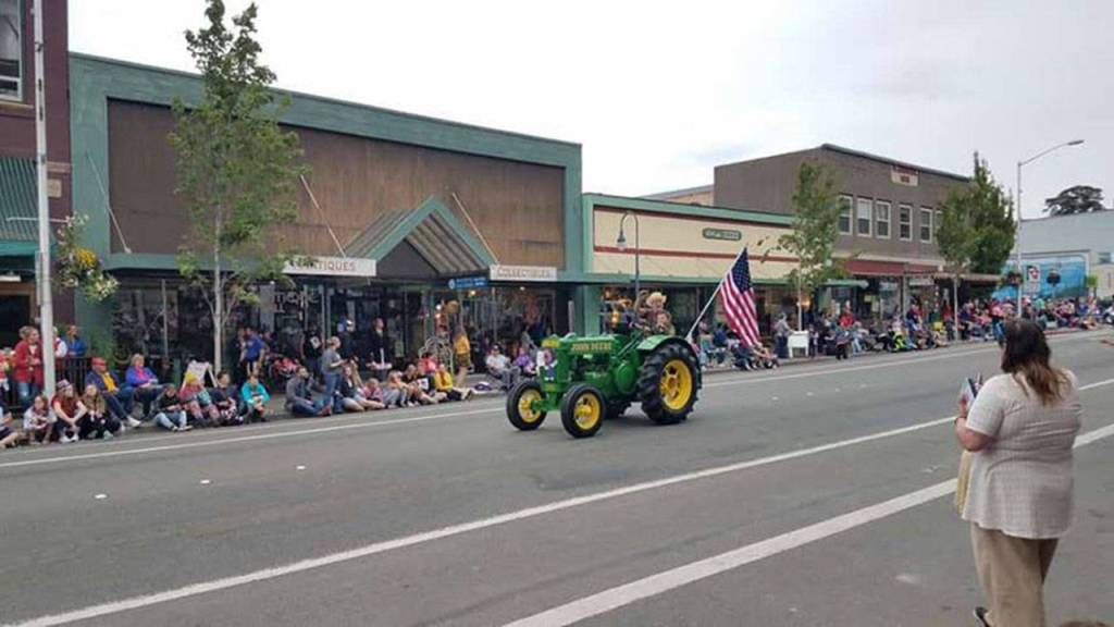 All kinds of equipment were on display in Port Angeles parade, including this tractor. (Joy Wetterlund)