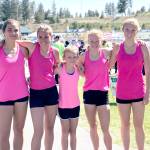Members of the Olympic Peninsula Track Club competed in the USA Track and Field regionals this past weekend in Bend, Ore. From left are Eve Burke, Bailee Larson, Birdie Pyeatt, Riley Pyeatt and Jayde Gedelman. Larson and Riley Pyeatt qualified for the nationals to be held in Greensboro, N.C., on July 23-28.