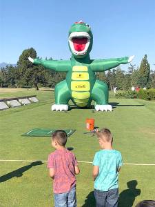 Cedars at Dungeness                                Campers targeted GolfZilla with shots during a Junior Golf Camp at Cedars at Dungeness earlier this week.