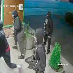 Port Angeles police released this surveillance photo of four men wanted for the burglary of two marijuana stores. (Port Angeles Police Department)