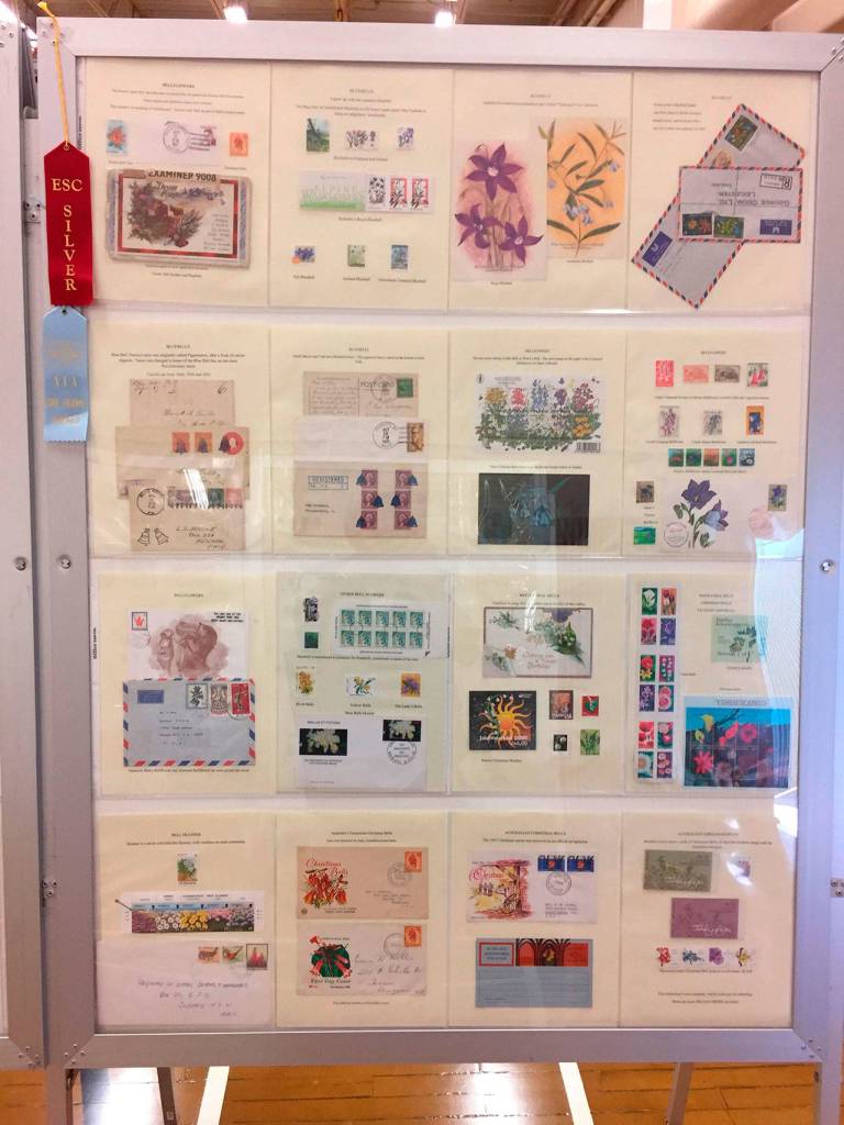 Cathie Osborne of Sequim won a silver ribbon and special award from the American Topical Association for the best single-frame Award at the Summer Exhibition of the Evergreen Stamp Show in Kent for her bellflowers stamp exhibit. (Dick McCammon)