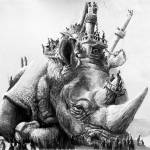 This charcoal drawing of a rhinoceros by Lance Snider will be on display at Studio Bob this weekend during Second Saturday Art Walk.