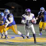 Sequims Taig Wiker (with ball) is set to be the Wolves primary running back this season. He was an All-Olympic League second-team pick as a linebacker as a freshman in 2017.                                Michael Dashiell/Olympic Peninsula News Group