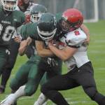 Keith Thorpe/Peninsula Daily News Port Townsends Nico Winegar, right, should get carries as part of the Redhawks new flexbone offense.