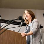 U.S. Sen. Maria Cantwell told an audience of 300 Jefferson County Democrats on Sunday night that orcas are an indicator species and they show the need to re-establish critical habitats and clean up the oceans. (Jeannie McMacken/Peninsula Daily News)